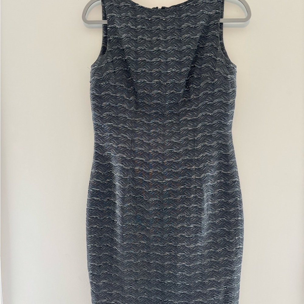Carmen Marc Valvo Textured Gray Dress